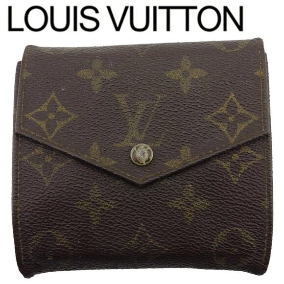 LOUIS VUITTON W Hook Wallet Monogram Beige Monogram Canvas Authentic Used - Picture 1 of 10